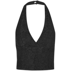 Topshop Black Lace Halter Crop Top sz 10